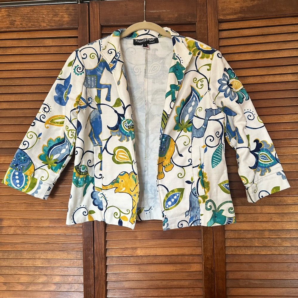 Vintage Painted Pony Paisley Elephant Jean Jacket size S